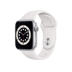 Apple Watch 6 GPS, 40mm Silver Aluminium Case with White Sport Band