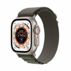 Apple Watch Ultra GPS + Cellular, 49mm Titanium Case with Green Alpine Loop - Large